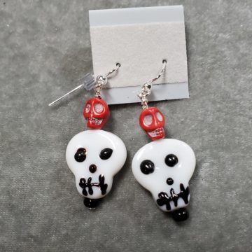 Mummy Face and Skull Earrings